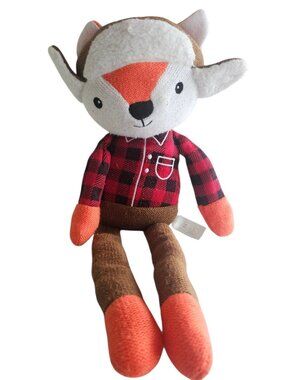 Spark Create Imagine Red Fox Plush Rattle Stuffed Animal Knit Winter Lovey 18"